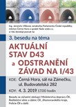 3. beseda na téma Aktuální stav D43 a odstranění závad na I/43 4. 3. 2019 v Černé Hoře-pozvánka
